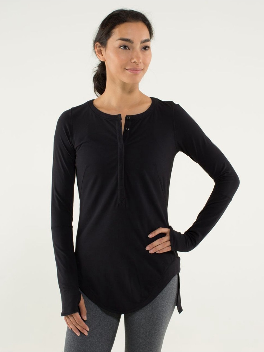 Lululemon Urbanite Henley Long Sleeve Black Size 12 Rulu